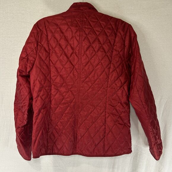 Lands' End Red Quilted Puffer Jacket Coat Women’s Size Large Primaloft Full Zip - Picture 3 of 8